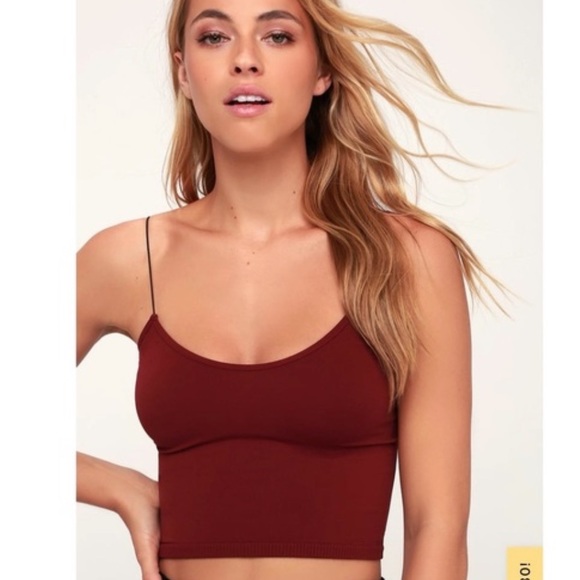 Free People Tops - NWOT Free People Skinny Strap Seamless Brami Burgundy/Wine Red M/L